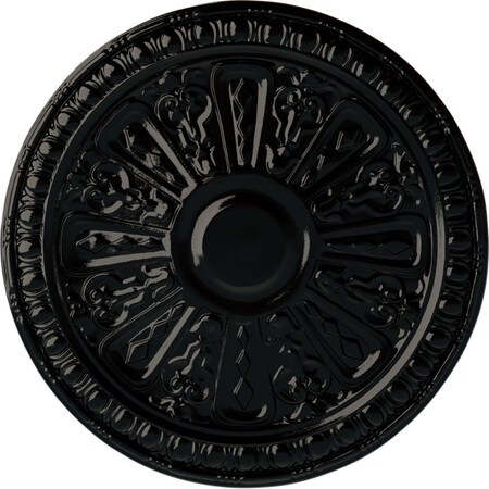 Ekena Millwork Raymond Ceiling Medallion (Fits Canopies up to 5 3/8"), Hand-Painted Black Pearl, 18"OD x 1 1/4"P CM18RA2BPS